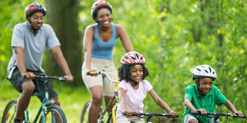 Family Biking in the Woods
