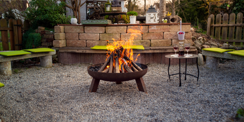 Fire Pit Fire pit in gravel.